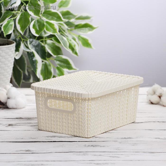 Корзина для хранения с крышкой «Плетенение», 24,5×18×10 см, цвет МИКС Корзина для хранения с крышкой «Плетенение», 24,5×18×10 см, цвет МИКС