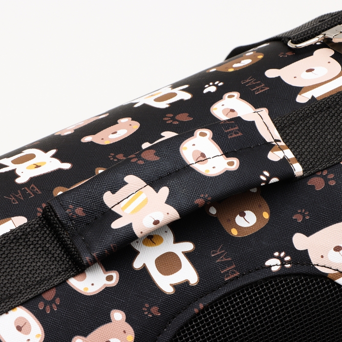 Сумка-переноска каркасная  Сумка-переноска каркасная "Медвежонки", размер M, 40 х 21 х 27 см, чёрный