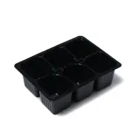 Кассета для рассады, 6 ячеек по 120 мл, пластик, чёрная, 18&times;13&times;6 см, набор 10 шт., Greengo
