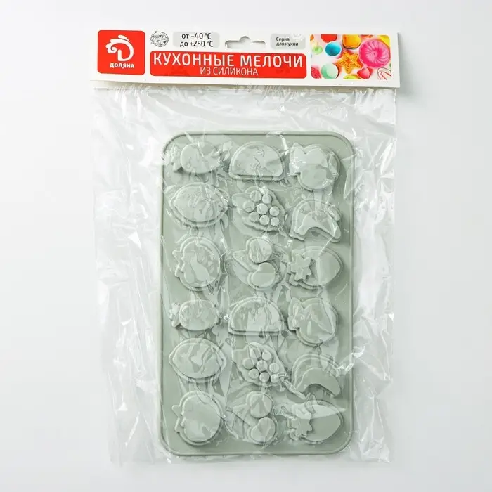 Форма для конфет и шоколада Доляна «Сочно», силикон, 21×12,5×1 см, 18 ячеек, цвет МИКС Форма для конфет и шоколада Доляна «Сочно», силикон, 21×12,5×1 см, 18 ячеек, цвет МИКС