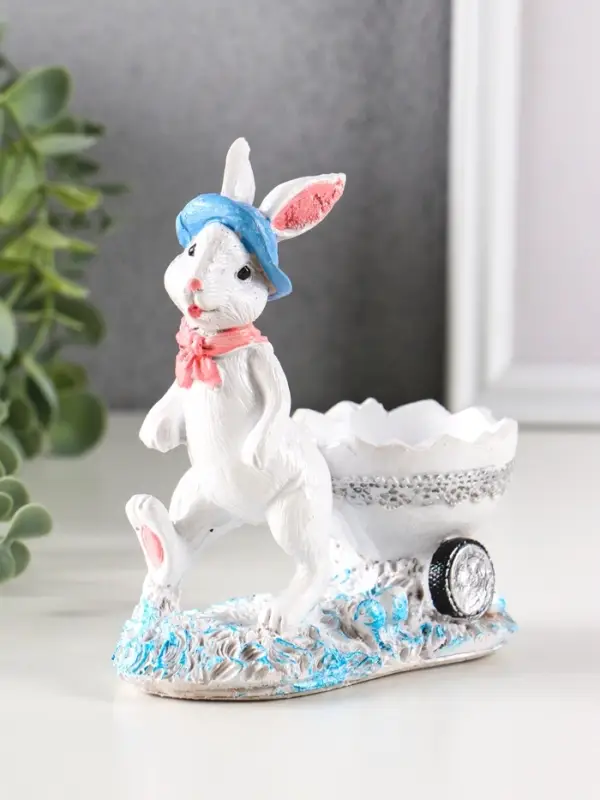 Фигура декоративная Фигура декоративная "Зайка с тележкой" 12.5х12х6 см