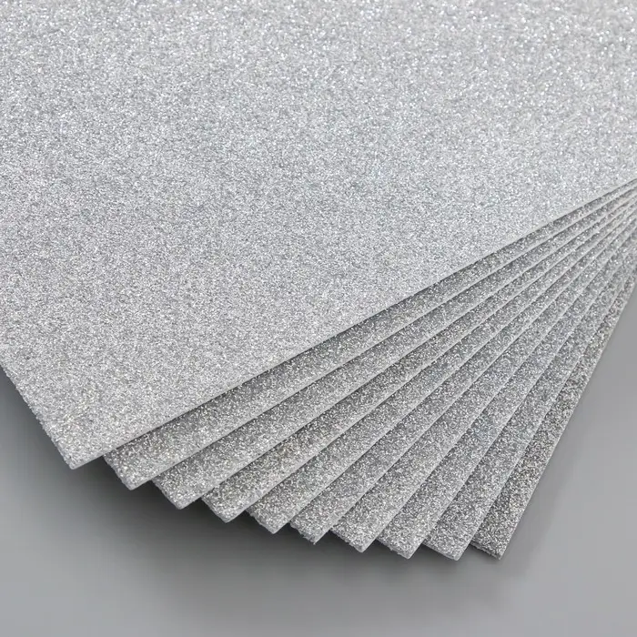 Фоамиран глиттерный 2 мм, 20х30 см, серебро