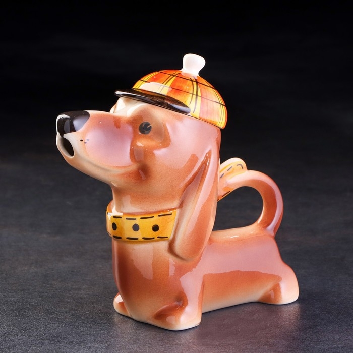 Чайник гжель «Такса Мотя», бело-синий,керамика, Чайник гжель «Такса Мотя», бело-синий,керамика,