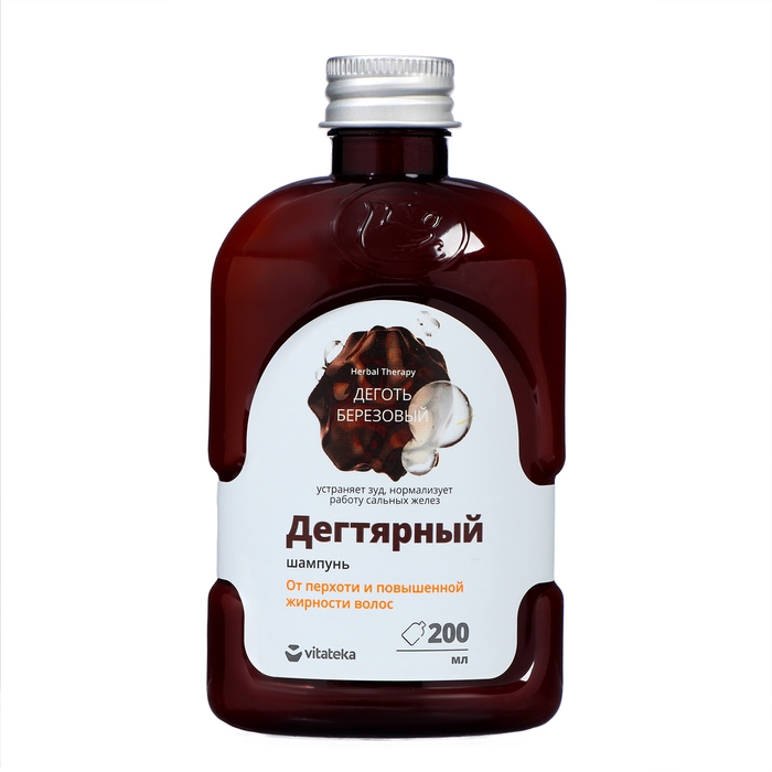 Шампунь дегтярный  Шампунь дегтярный "Витатека" от перхоти и повышенной жирности волос, 200 мл