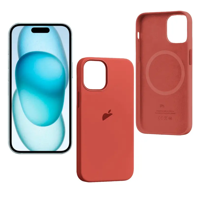 Чехол iPh 15 Plus Silicon Case 100% ORG (MagSafe + анимация NFC) c LOGO Guava