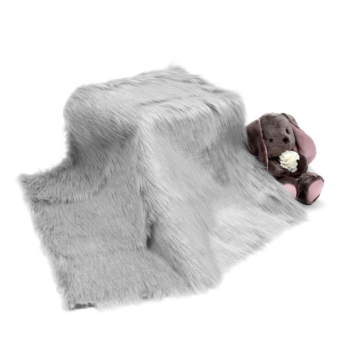 Лоскут для рукоделия, 50 × 50 см, мех длинноворсовый на трикотажной основе, цвет светло-серый Лоскут для рукоделия, 50 × 50 см, мех длинноворсовый на трикотажной основе, цвет светло-серый