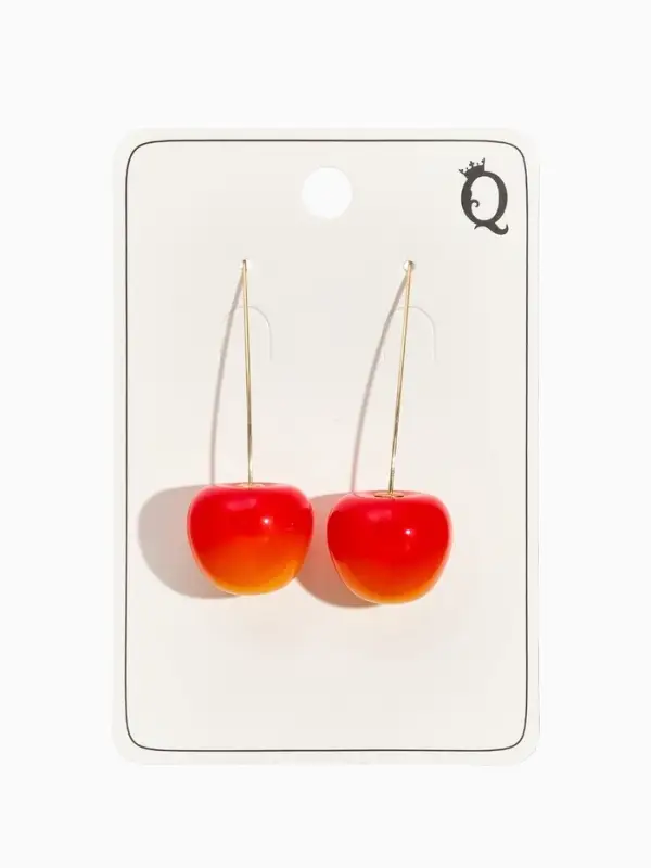 Серьги пластик &laquo;Ягодка&raquo;, вишня, красные в золоте