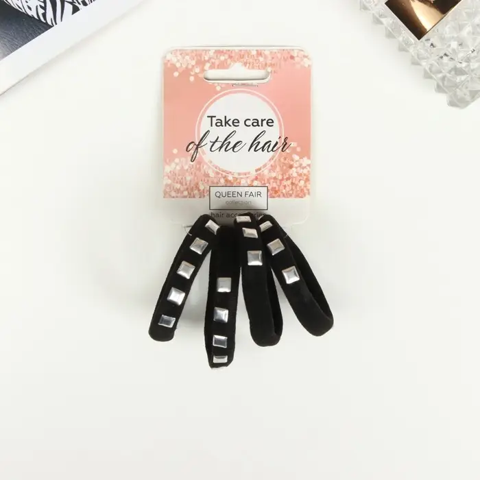 Резинка для волос Резинка для волос "Аманда" (набор 4 шт) куб, 4,5 см, чёрный