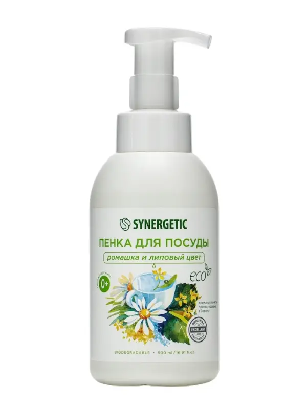 Пенка для мытья посуды Synergetic «Ромашка и липовый цвет», 500 мл
