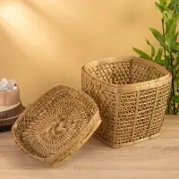 Корзина плетёная "Баскет" бамбук 27х27х37 см, светлая Корзина плетёная "Баскет" бамбук 27х27х37 см, светлая