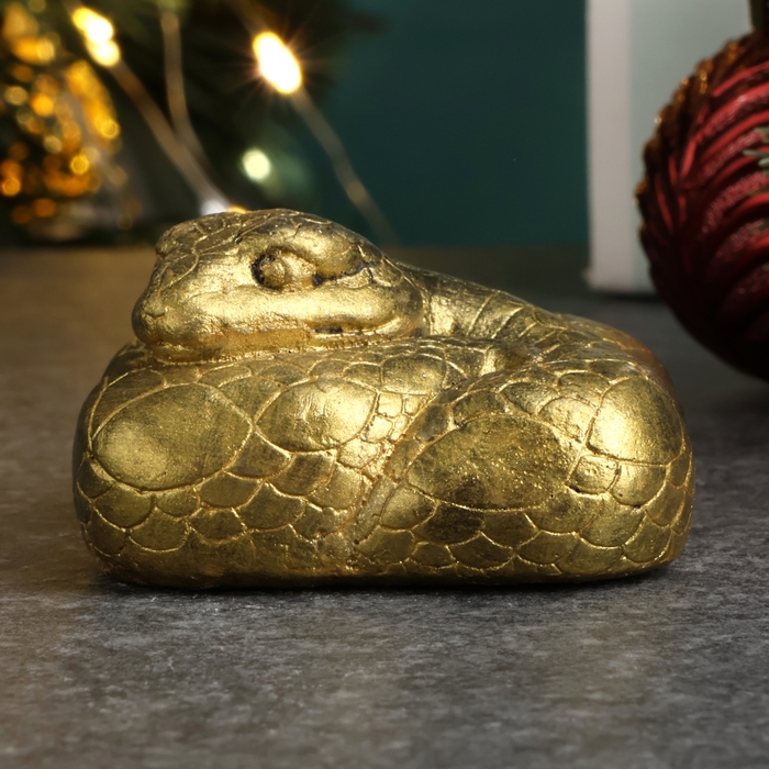 Новый год. Символ 2025. Фигура Новый год. Символ 2025. Фигура "Змея клубочком" старое золото, 5х5х2,5см