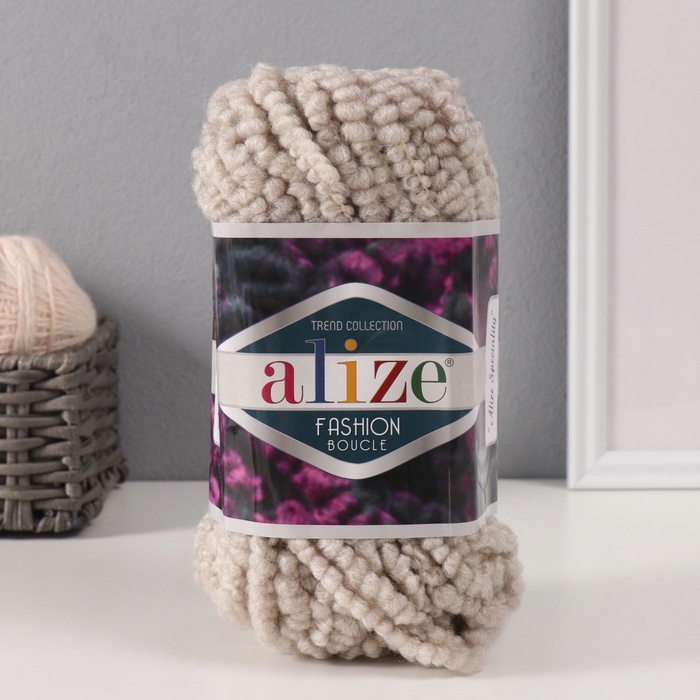 Пряжа Пряжа "Fashion boucle" 25% шерсть, 70% акрил, 5% полиамид 35м/100гр (152 бежевый меланж)