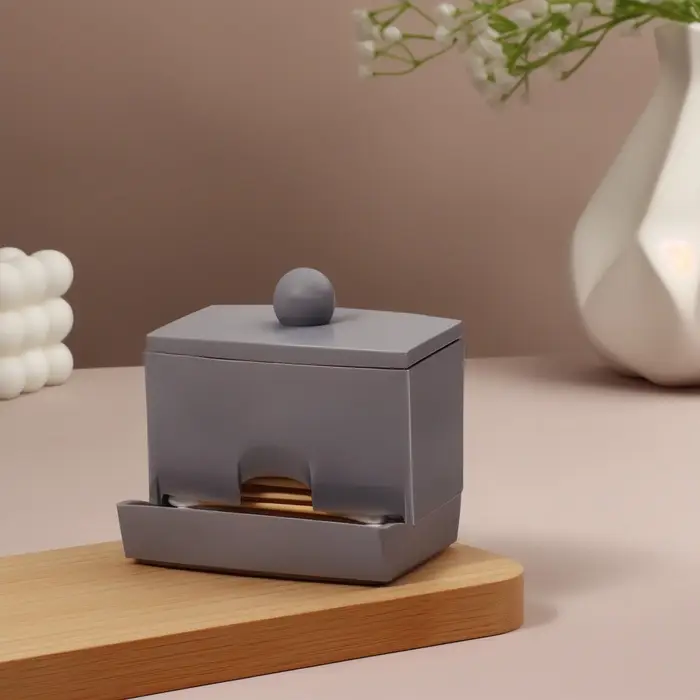 Органайзер для ватных палочек, с крышкой, 9&times;6.5&times;7.5 см, МИКС