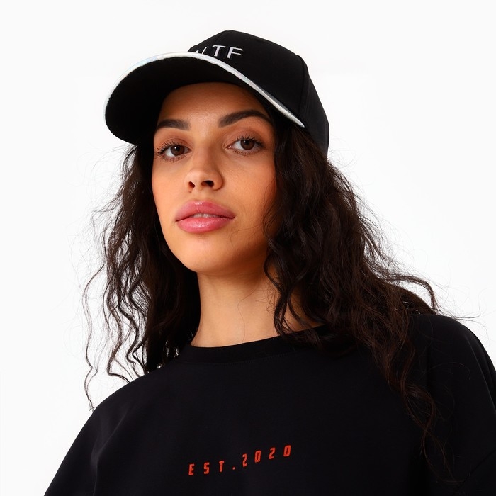 Кепка женская WTF, цвет чёрный, р-р 56