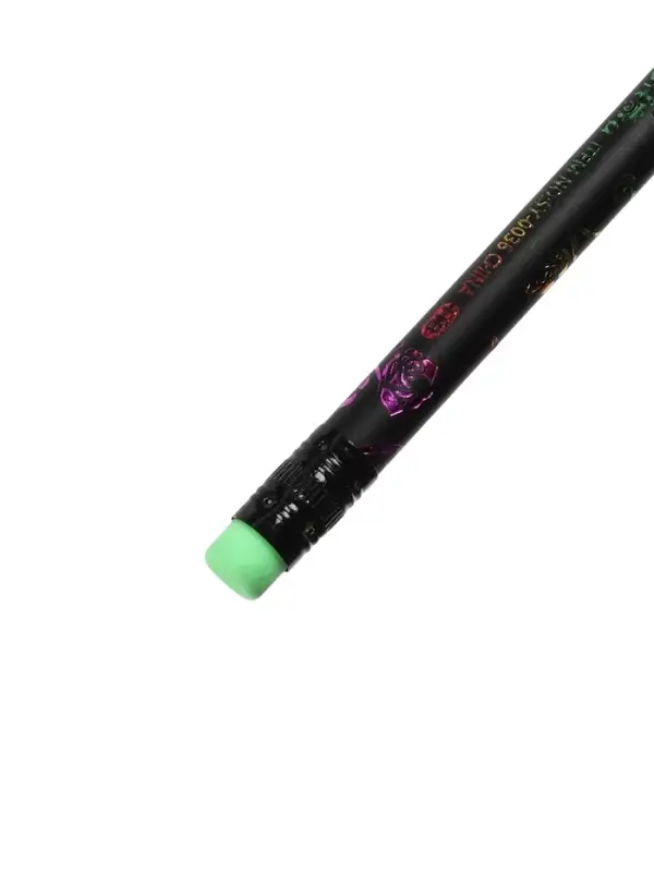 Карандаш чернографитный Calligrata, НВ, с ластиком, пластиковый, чёрный корпус с цветным узором