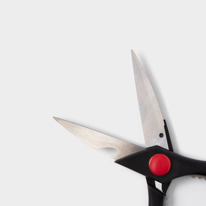 Ножницы кухонные Доляна «Помощник», 20 см, с открывалкой для бутылки, цвет чёрный Ножницы кухонные Доляна «Помощник», 20 см, с открывалкой для бутылки, цвет чёрный