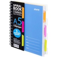 Бизнес-тетрадь 140л,кл,А5,SPIRAL BOOK Синий,евроспир,обл.пласт,раздел.84113