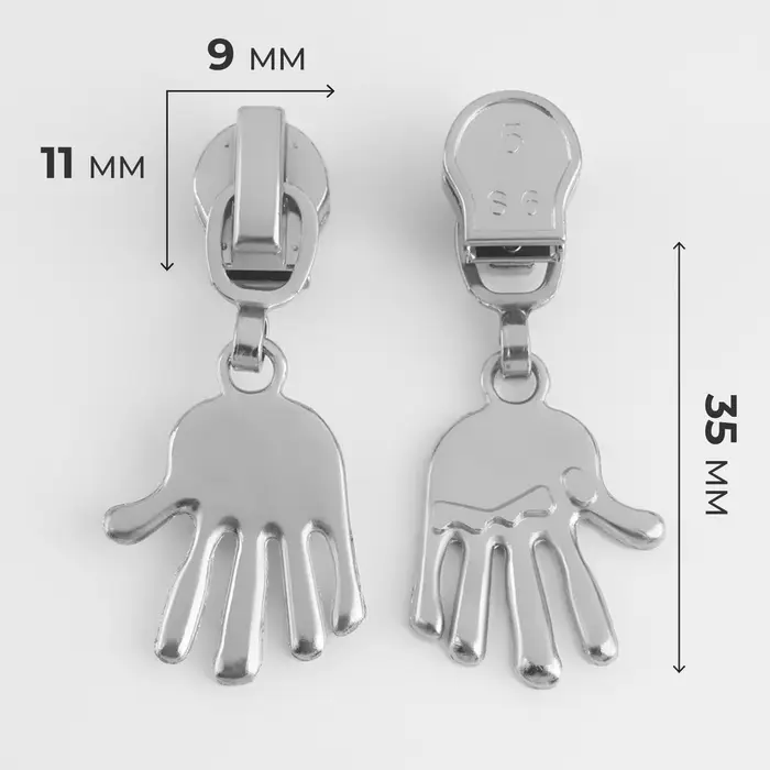 Бегунок для молнии «Спираль», №5, «Ладонь», 10 шт., цвет никель Бегунок для молнии «Спираль», №5, «Ладонь», 10 шт., цвет никель