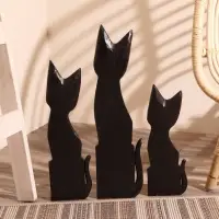 Сувенир &laquo;Кошки расписанные серебром&raquo;, набор 3 шт., h=30 см, h=40 см, h=50 см, дерево