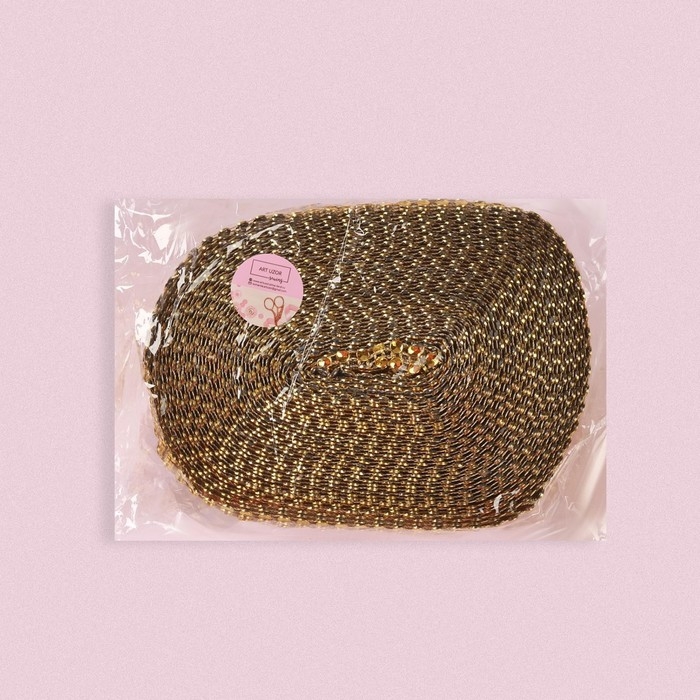 Лента с имитацией страз, 4 см, 9 ± 1 м, цвет золотой Лента с имитацией страз, 4 см, 9 ± 1 м, цвет золотой