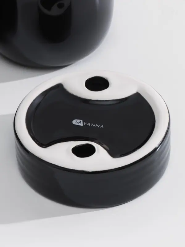 Набор аксессуаров для ванной комнаты SAVANNA Monro, 4 предмета, мыльница, дозатор для мыла 450 мл, стакан, баночка, чёрный