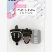 Застёжка для сумки, 3&times;2 см, цвет чёрный никель