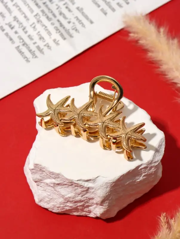 Краб для волос "Лейла море" морские звёздочки, 6,5 см, золото