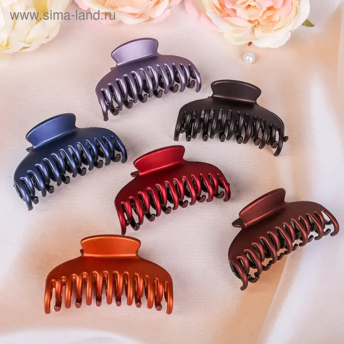 Краб для волос "Двойной зубец" классика,  8 см, микс