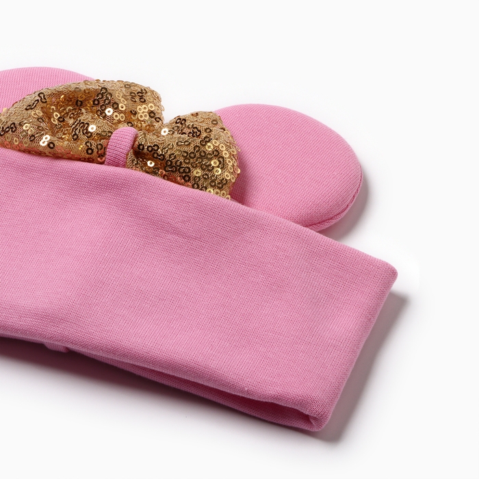 Шапка детская Шапка детская "Мышка", цвет розовый, размер 46-50