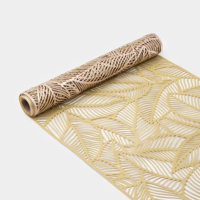 Дорожка на стол Доляна &laquo;Листопад&raquo;, 30&times;150 см, золотая