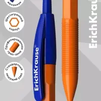 Ручка шариковая ErichKrause. R=301 Matic Orange, автоматическая, синий стержень, узел 0.7 мм