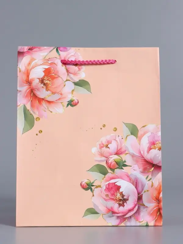 Пакет подарочный ламинированный "Цветы" 18 х 22,3 х 10 см