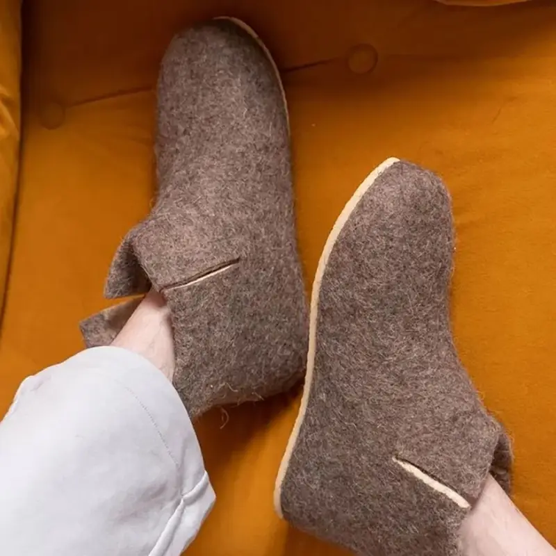 Домашние валенки Wild, серо-коричневые (натуральные), размер 35