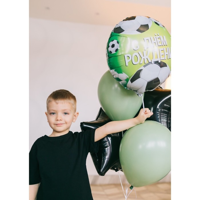 Воздушный шар фольгированный 18 Воздушный шар фольгированный 18" «С Днём рождения. Футбол», круг, цвет зелёный
