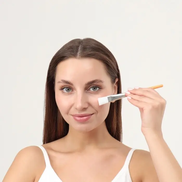 Кисть для масок, 17 (+/- 1) см, цвет коричневый/белый Кисть для масок, 17 (+/- 1) см, цвет коричневый/белый