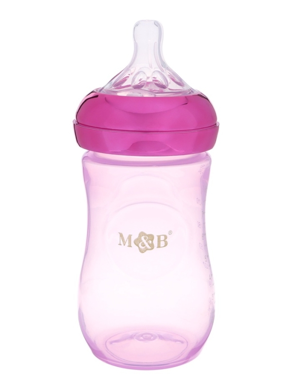 Бутылочка для кормления с наклейками «Juicy» от 0 мес., 250 мл., цвет фиолетовый, M&B Бутылочка для кормления с наклейками «Juicy» от 0 мес., 250 мл., цвет фиолетовый, M&B