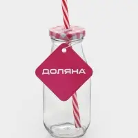 Бутыль &laquo;Лаконичность&raquo;, 350 мл, с крышкой и трубочкой, 6.5&times;15.5 см, стекло