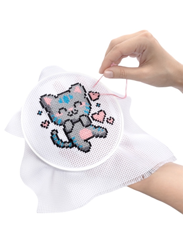 Набор для творчества. Вышивка Набор для творчества. Вышивка "Счастливый котик" (с пяльцами) 05622