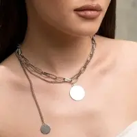 Кулон &laquo;Цепь&raquo;, звенья, 2 нити, цвет серебро, 42 см