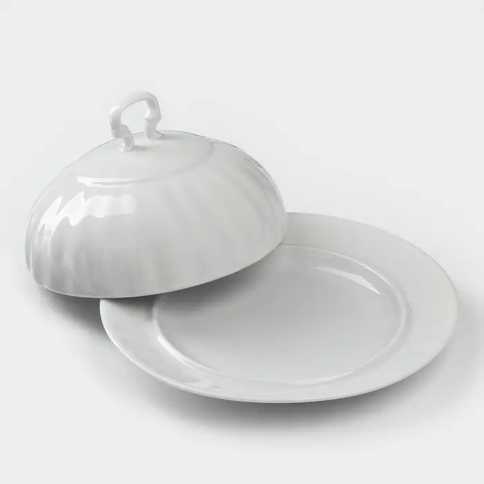 Маслёнка Добрушский завод &laquo;Бельё&raquo;, 17.5&times;10 см, фарфор, белая