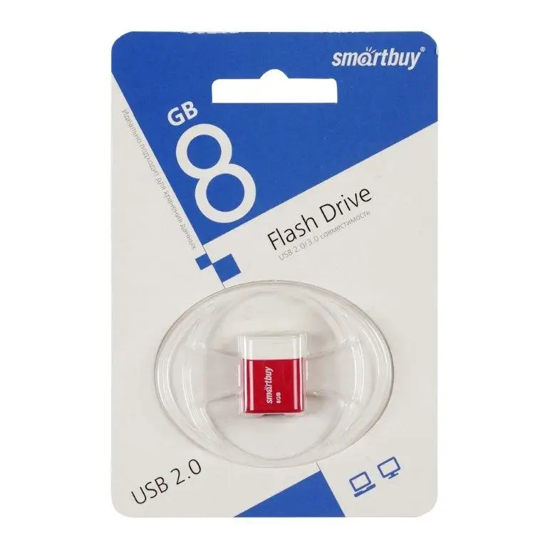 USB накопитель 8 GB USB 2.0 Smart Buy LARA Red (SB8GBLara-R)