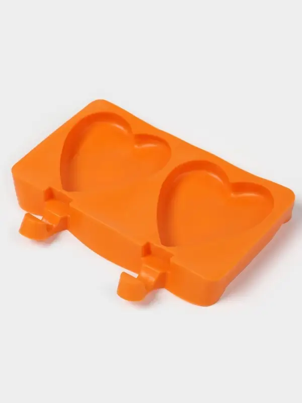 Форма для мороженого &laquo;Сердечко&raquo;, силикон, 19.5&times;14&times;2.5 см, 2 ячейки (8.4&times;9 см), МИКС