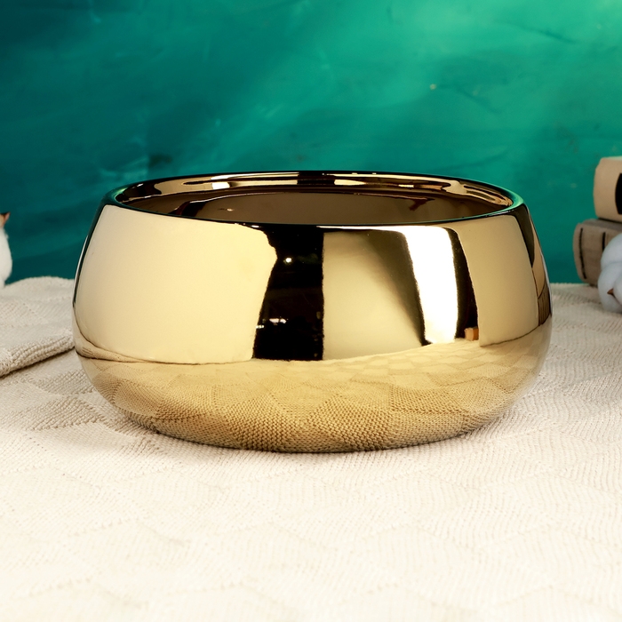 Кашпо - бонсай  Кашпо - бонсай "Лайт" для кактусов и суккулентов, золотое, 21х21х10см