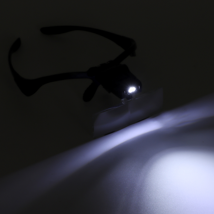 Лупа налобная 1-3х бинокулярная, с подсветкой, 5 линз в комплекте, 3ААА