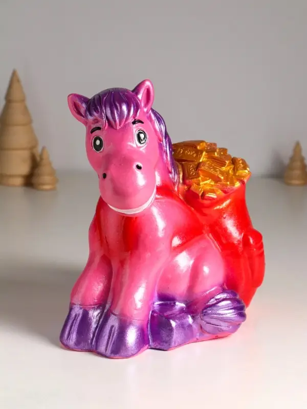 Копилка Копилка "Конь с деньгами" 21 см, розовый