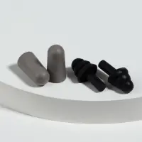 Беруши, 3&times;1.3 см, в футляре, набор - 2 пары, силиконовые, чёрный/серый