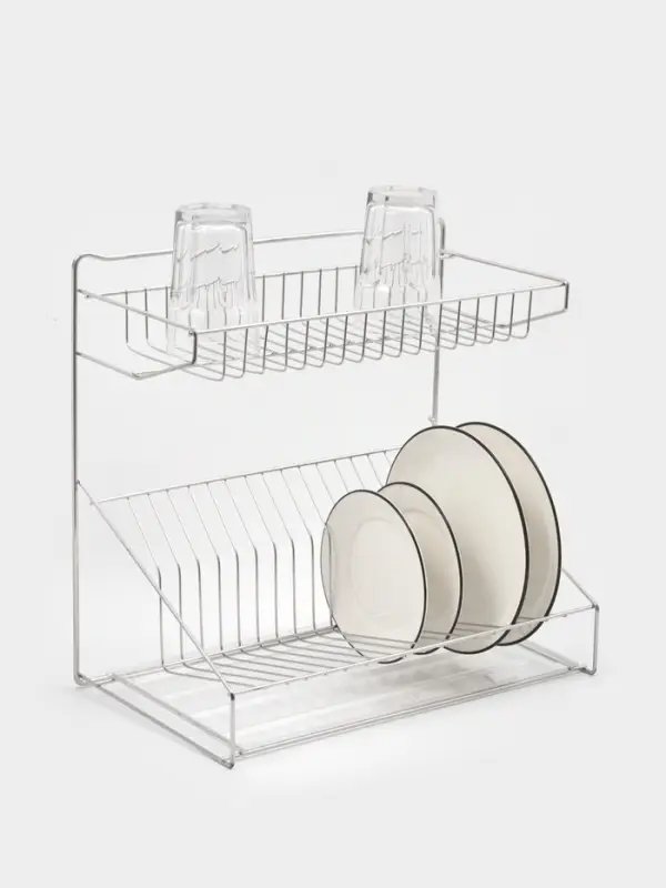 Сушилка для посуды с поддоном, 38.5&times;38.5&times;24 см, хром