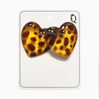 Серьги акрил &laquo;Леопард&raquo;, сердце макси, цветной в серебре