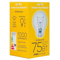 Лампа накаливания СТАРТ стандартная/прозрачная 75W E27