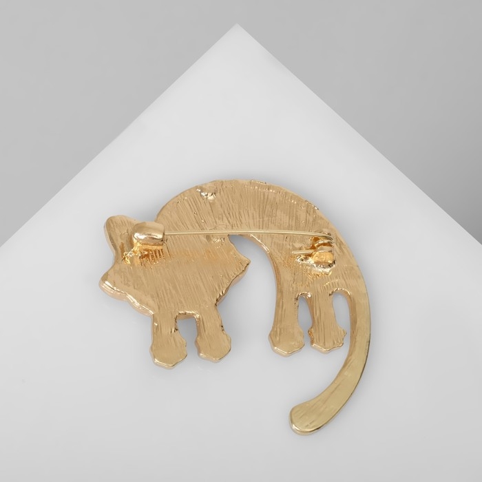 Брошь «Кошка» дугой, цвет чёрно-зелёный в золоте Брошь «Кошка» дугой, цвет чёрно-зелёный в золоте